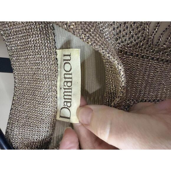 Damianou Small Elegant Beige Patterned Long Sleeve Dress Peek a Boo Lace - Picture 7 of 14